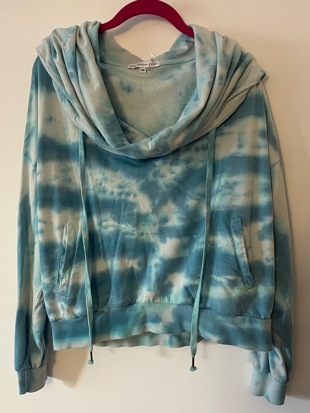 Young Fabulous & Broke Blue Tie-Dye Cowl Neck Hoodie Sz M